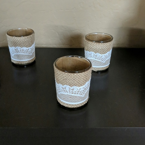 Other - ***SOLD OUT****Lace & burlap tealight holders